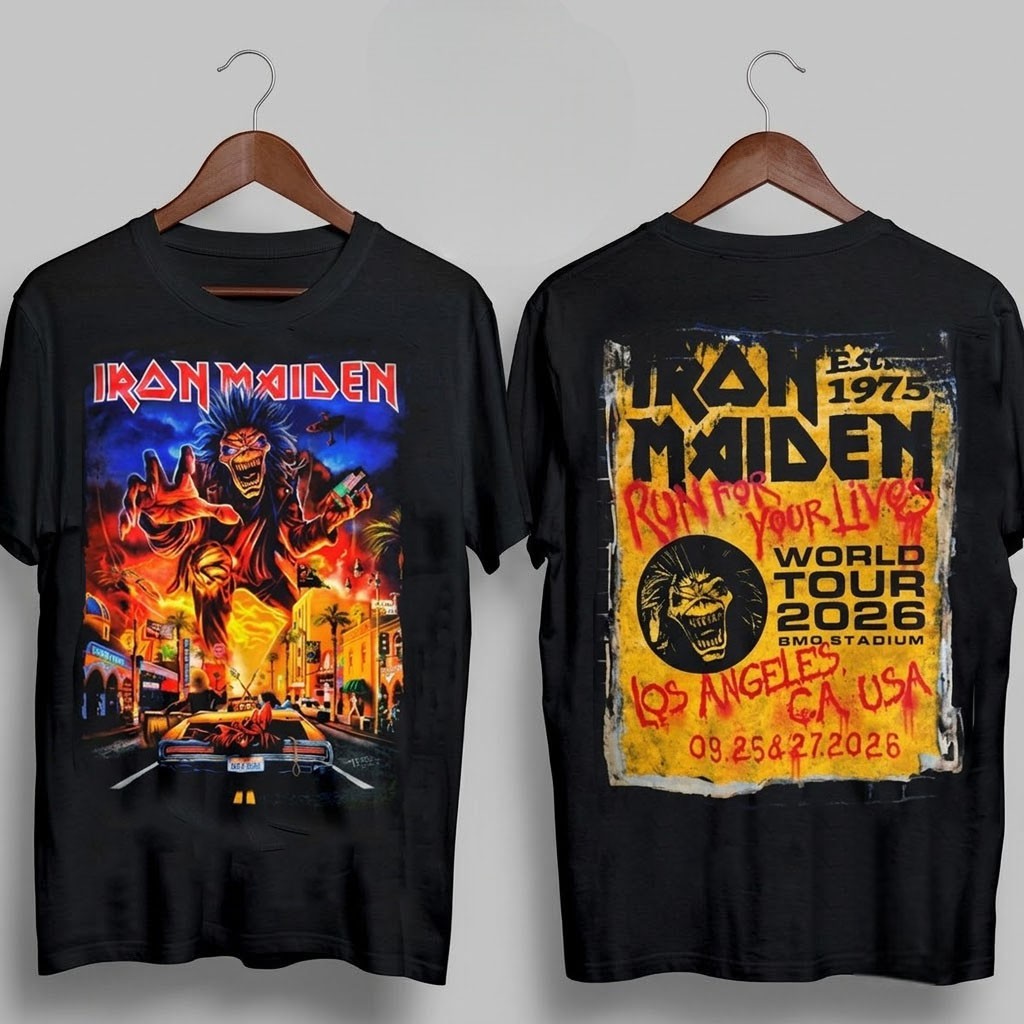 Iron Maiden Los Angeles CA Event Tee Live At BMO Stadium On Sep 25 27