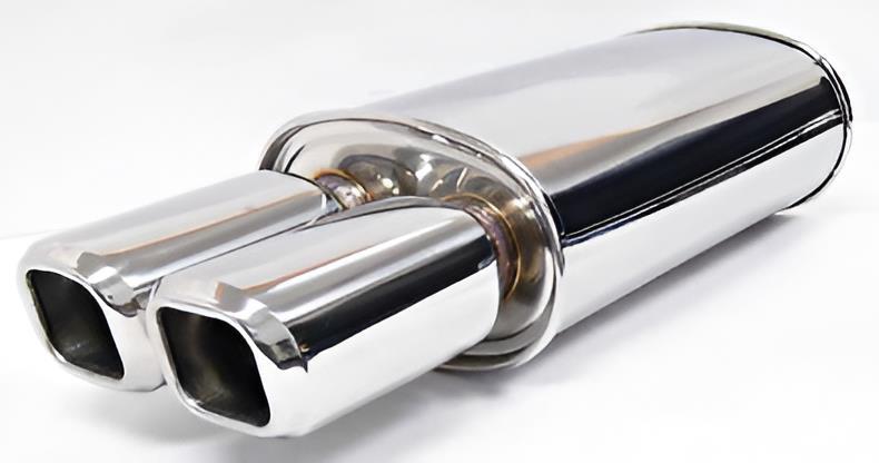 OBX Muffler Dual Square Tips Center In Dual Out Stainless SS304