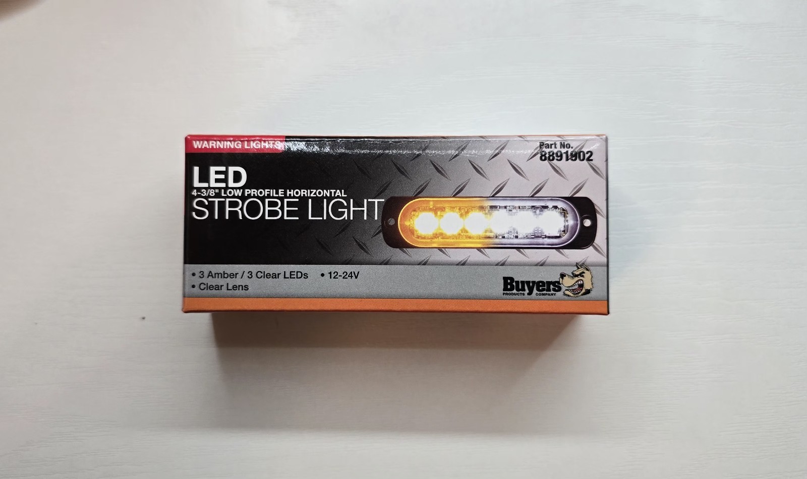 Buyers Products #8891902 Thin 4.5 Inch Horizontal LED Strobe Light, Amber/Clear