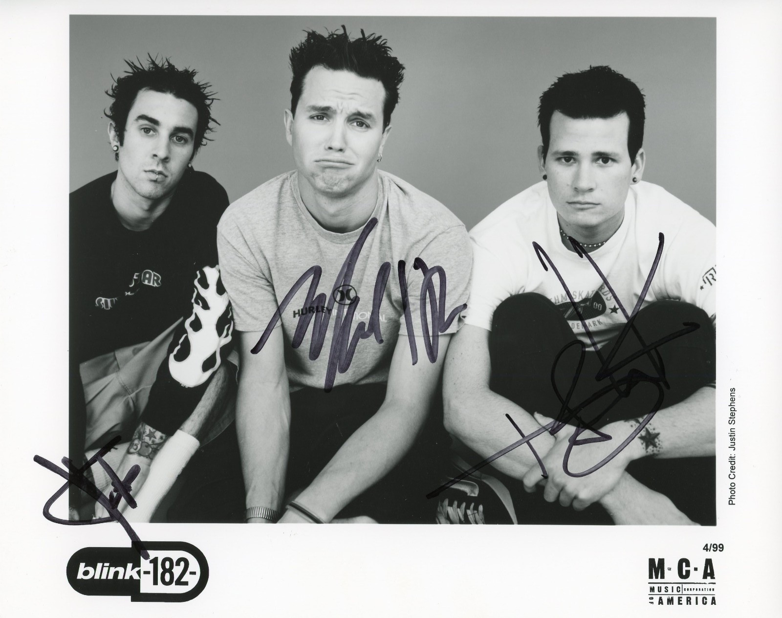 Blink-182 ~ Signed Autographed 1999 Photo All 3 Enema of the State ~ PSA DNA