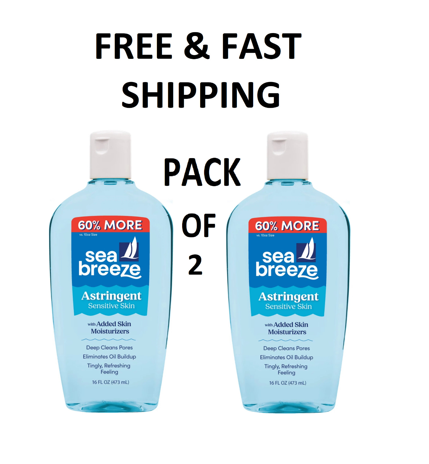 2PK Sea Breeze Astringent for Sensitive Skin and Redness, 16 fl oz 2PK Sea Breeze Astringent for Sensitive Skin and Redness, 16 fl oz