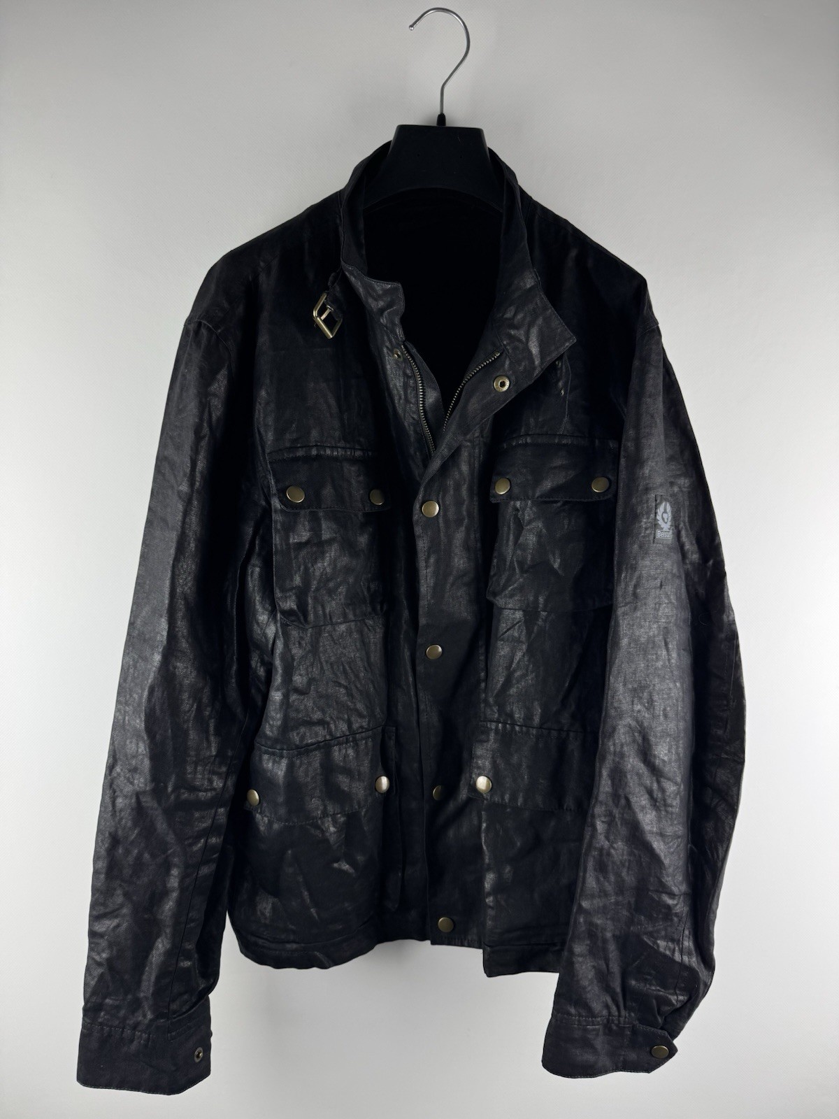 Belstaff Gold Label Linen Field Jacket Black Made in Italy Utility Motorcycle