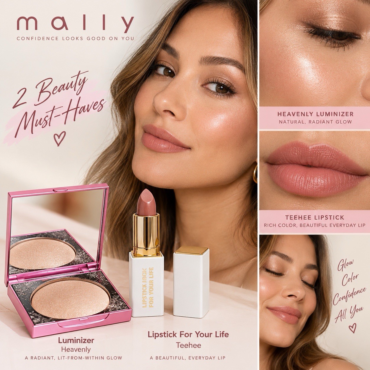 Mally Beauty 2pc Bundle Heavenly Luminizer + Teehee Lipstick Full Size Mally Beauty 2pc Bundle Heavenly Luminizer + Teehee Lipstick Full Size