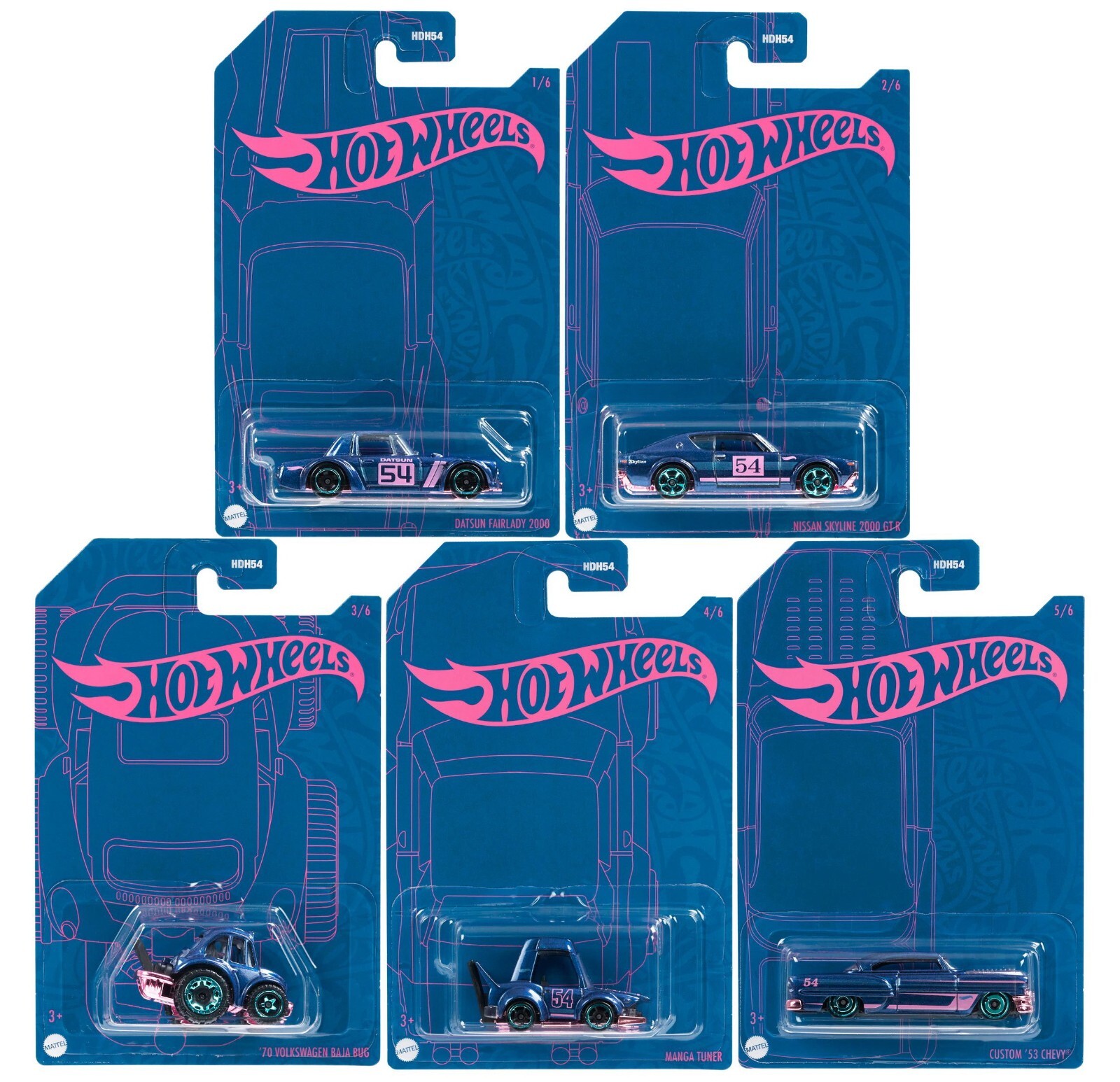 2022 Hot Wheels 54th Anniversary Pearl & Chrome B Case (5 Cars Set) HDH54-956B 2022 Hot Wheels 54th Anniversary Pearl & Chrome B Case (5 Cars Set) HDH54-956B