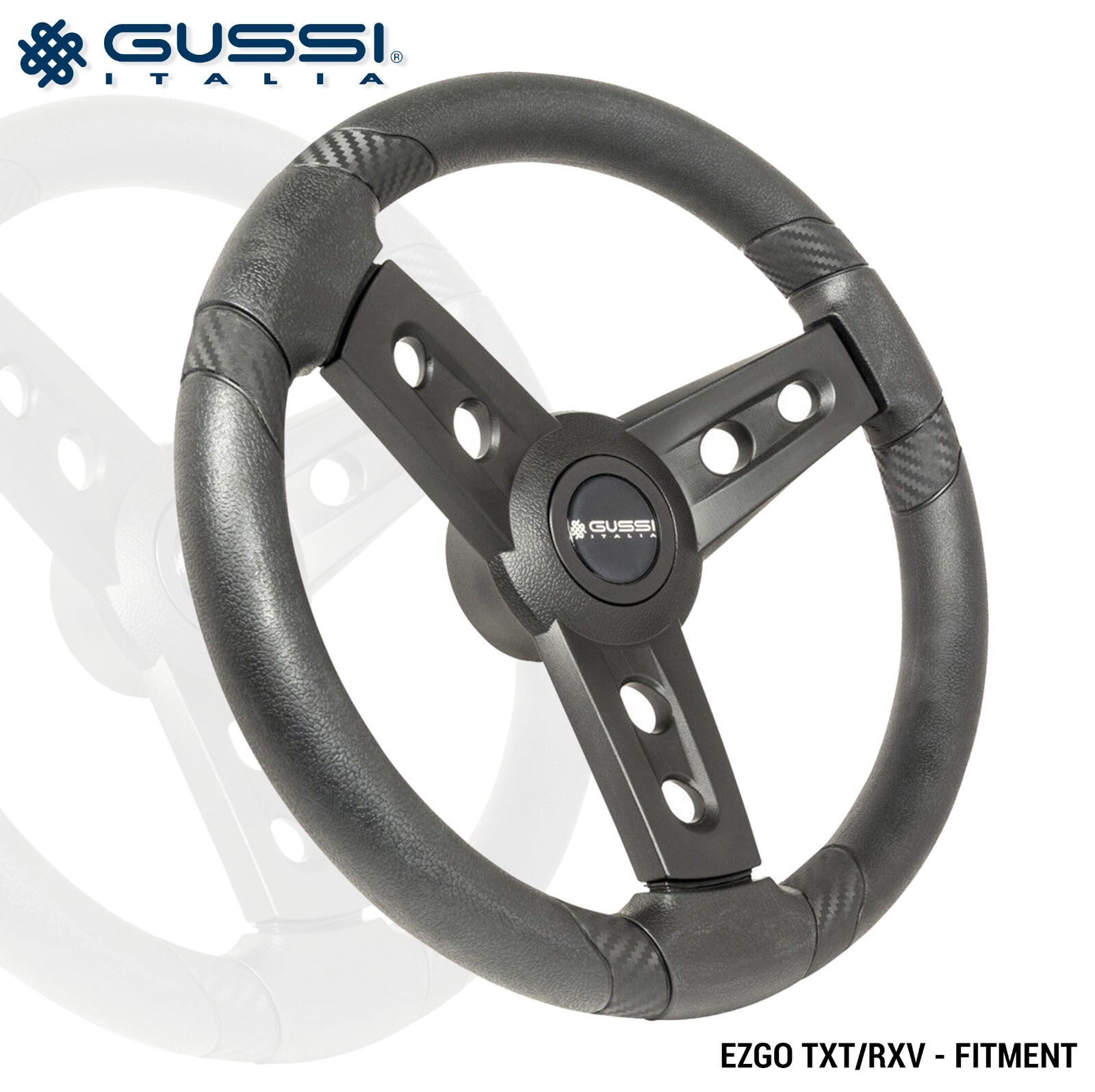 GUSSI ITALIA LUGANA STEERING WHEEL 1-PIECE EZGO CUSHMAN TXT RXV SPLINE PLASTIC