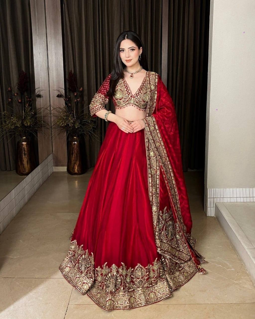 Premium Designer Heavy Chinnon Silk Lehenga Choli With Dupatta For Women