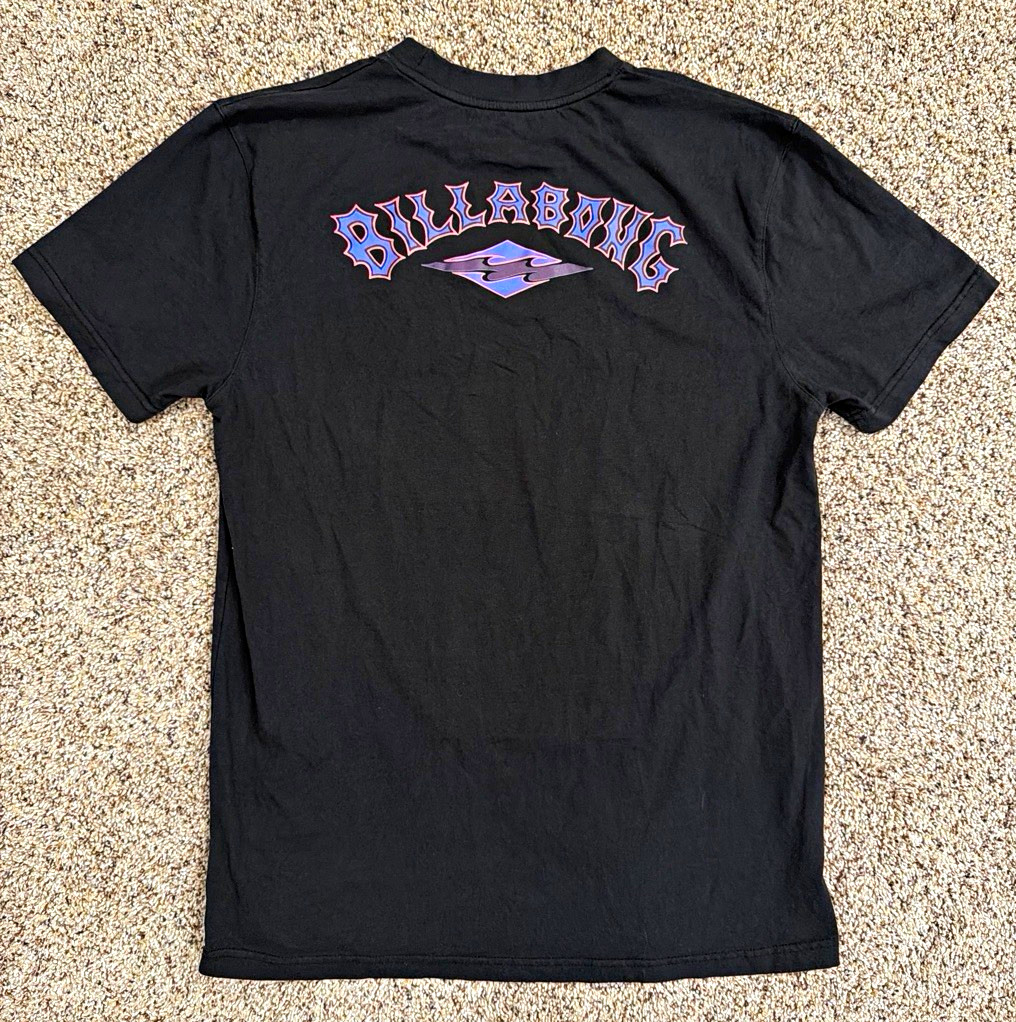 Billabong Men\'s XL Black Cotton Knit Crew Neck Short Sleeve Graphic Logo T-Shirt