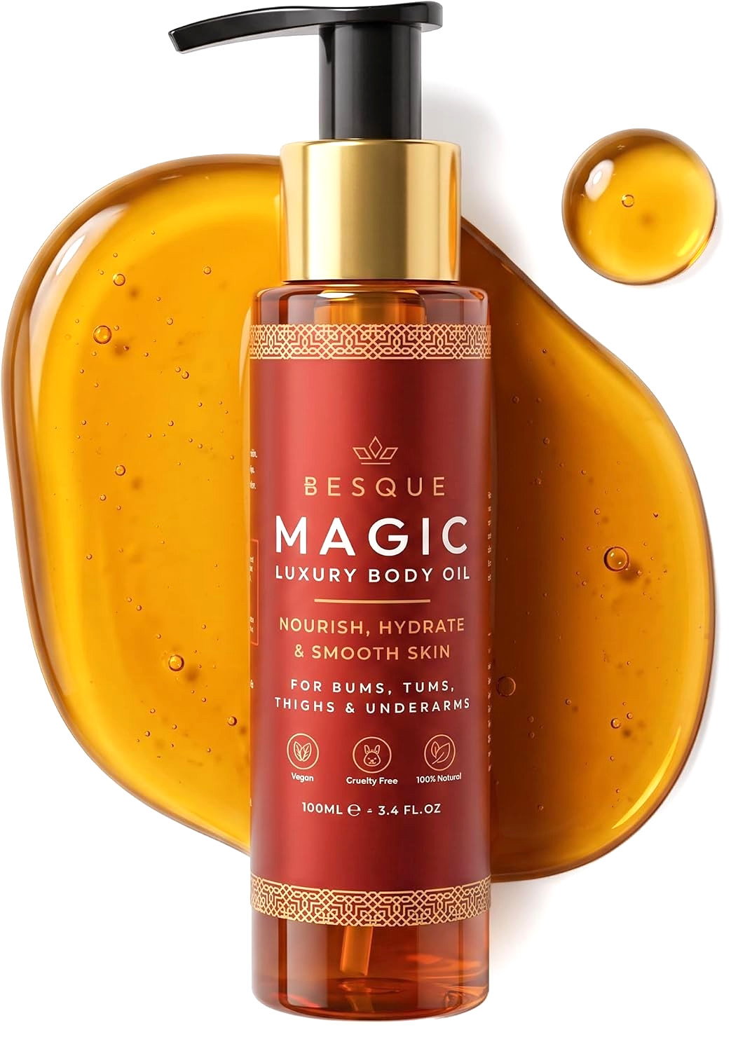 Besque Magic Body Oil 100ml – After Shower Body Moisturizer for Women, Plumping,