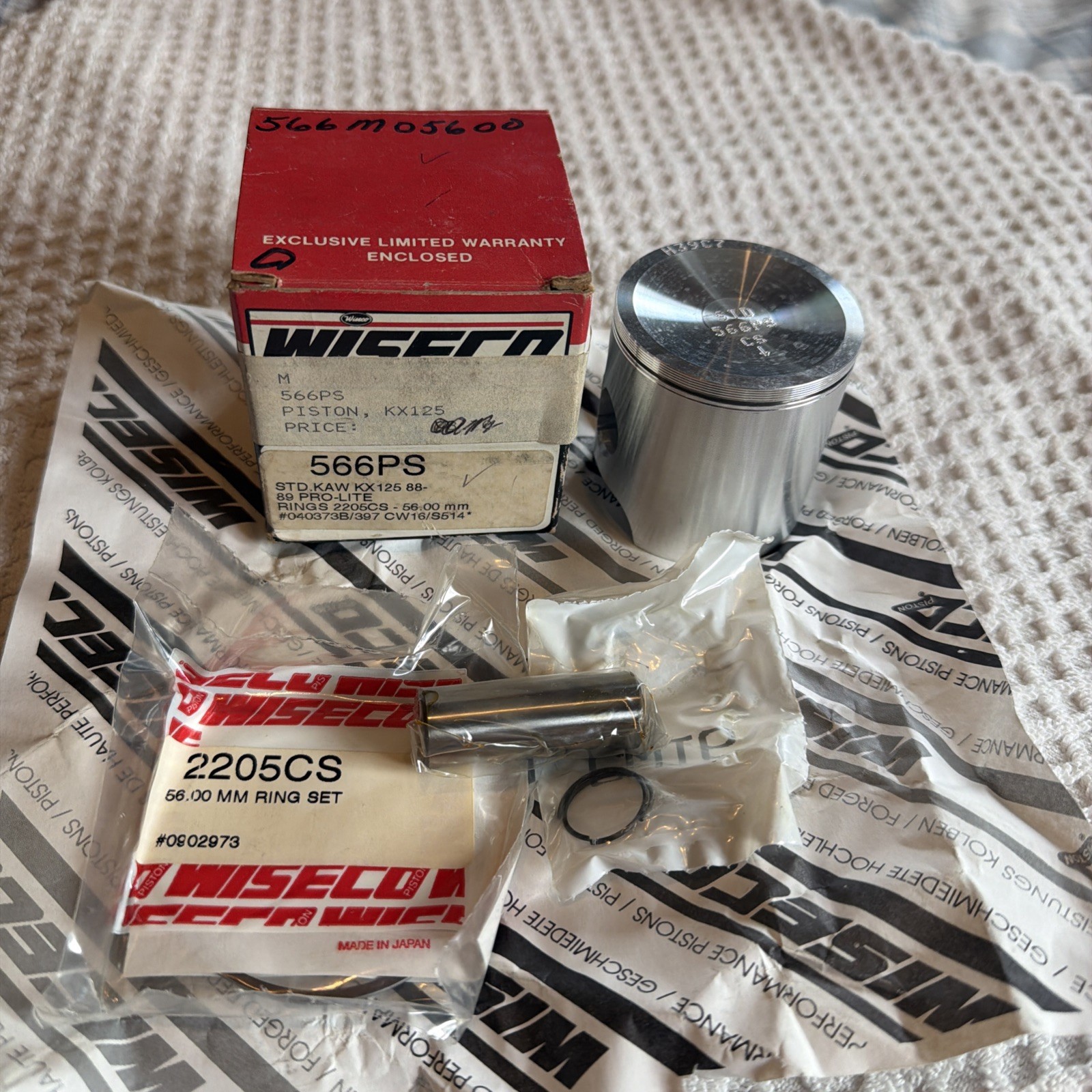 NOS Wiseco .051mm Pro-Lite Piston Set Kawasaki 1988 1989 KX125 KX 125 566M05600