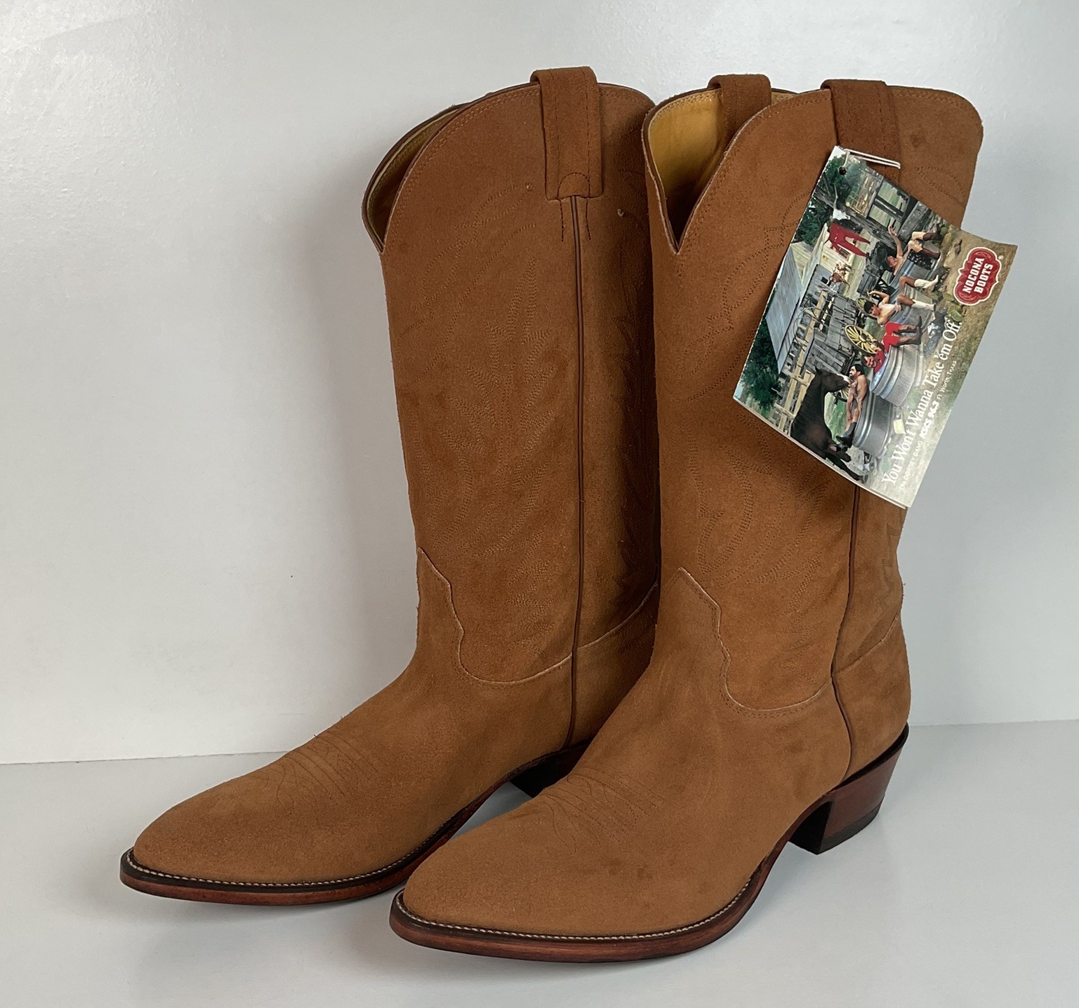 Vintage Nocona Suede Rough Out Cowboy Boots | Extra Narrow | Men’s 11.5 A