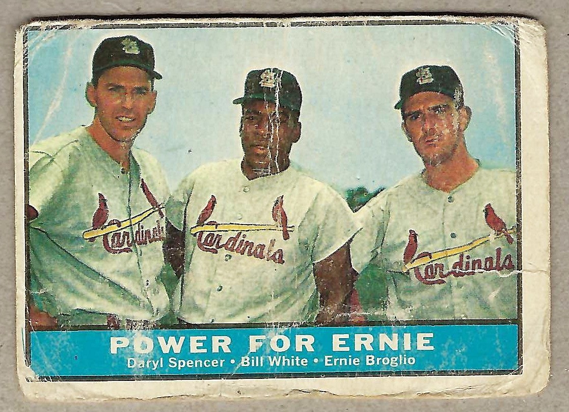 DARYL SPENCER/BILL WHITE/ERNIE BROGLIO 1961 Topps St. Louis Cardinals Poor