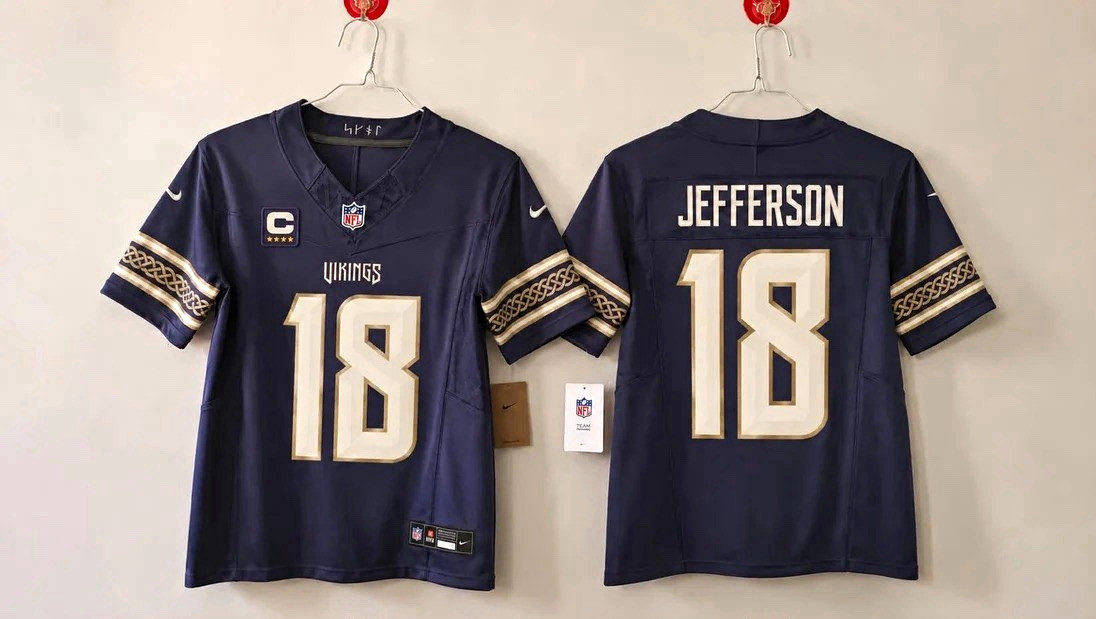 Nike Minnesota Vikings Justin Jefferson #18 Purple Football Captain Jersey Nike Minnesota Vikings Justin Jefferson #18 Purple Football Captain Jersey