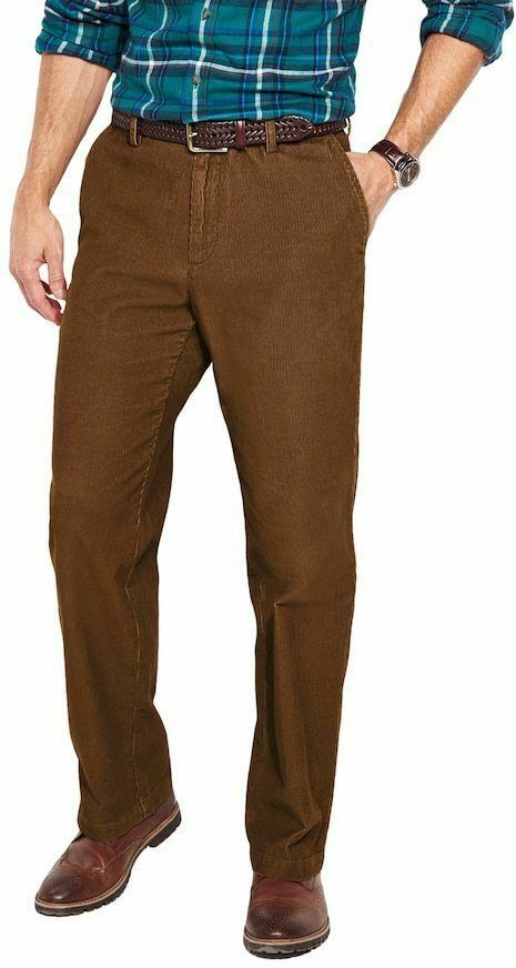 Men\'s Croft & Barrow Flat-Front Corduroy Pants,Brown, 40x34, 44x32, MSRP $54