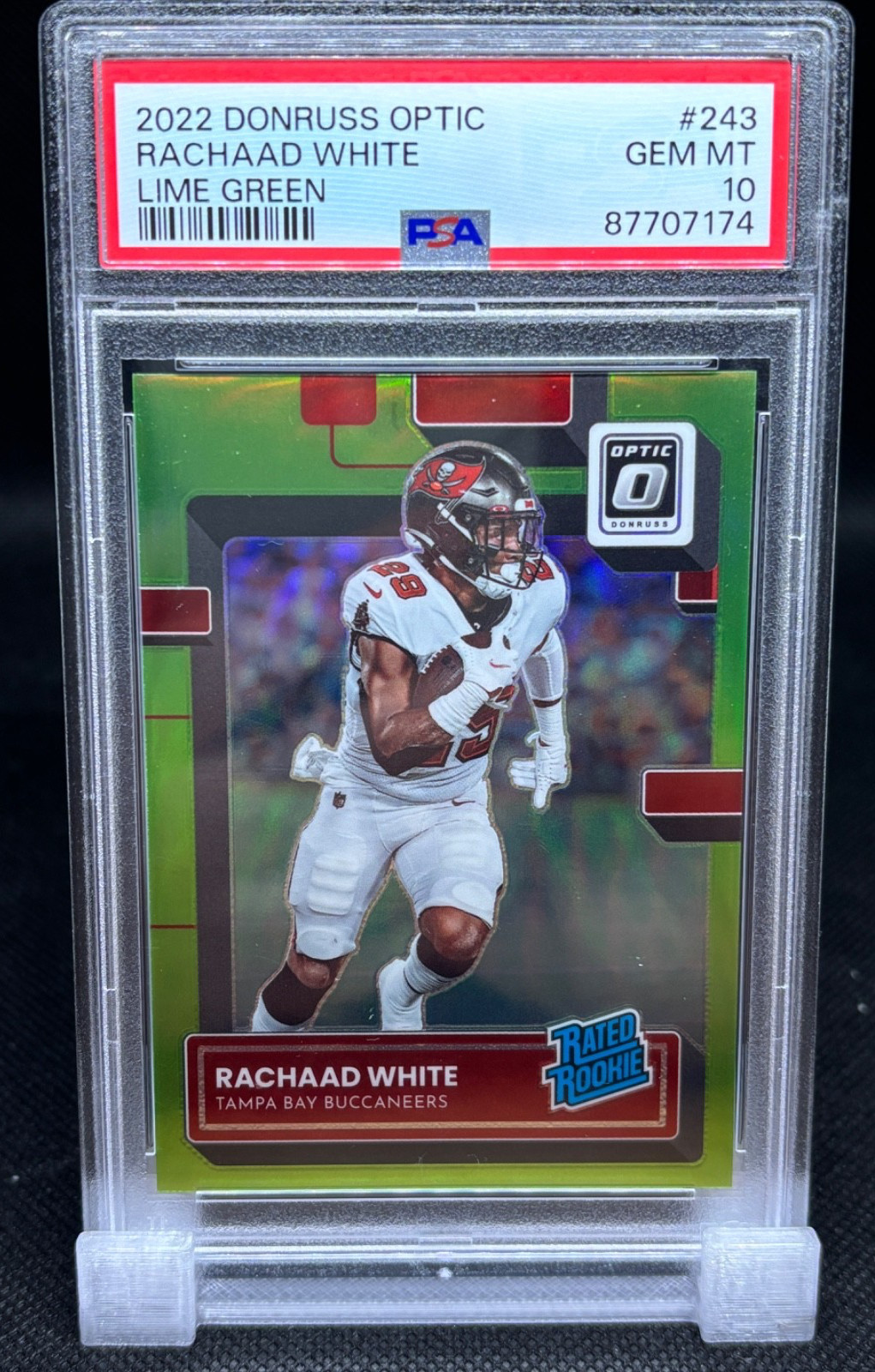 2022 Donruss Optic Rachaad White #243 LIME GREEN /35 rookie card RC PSA 10
