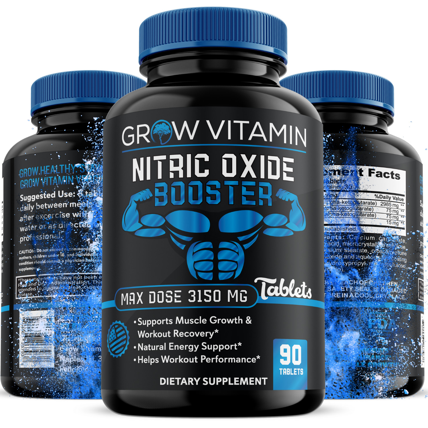 N.O. Pro 3150MG with L-ARGININE  Premium Nitric Oxide BOOSTER, 90 TABLETS NO Pro