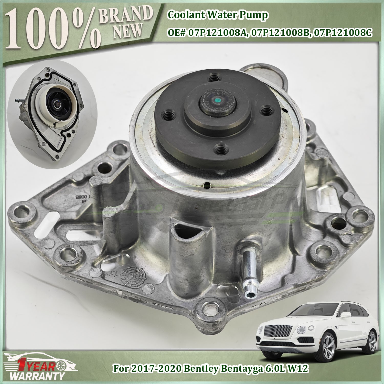 NEW Coolant Water Pump 07P121008A/B/C For 2017-2020 Bentley Bentayga 6.0L W12