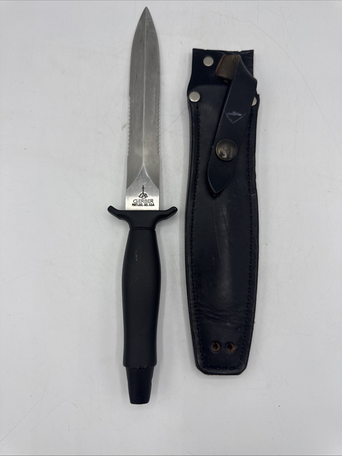 Vintage GERBER COMMAND II MK 2 FIGHTING KNIFE Sheath Belt Boot Leg 02737S
