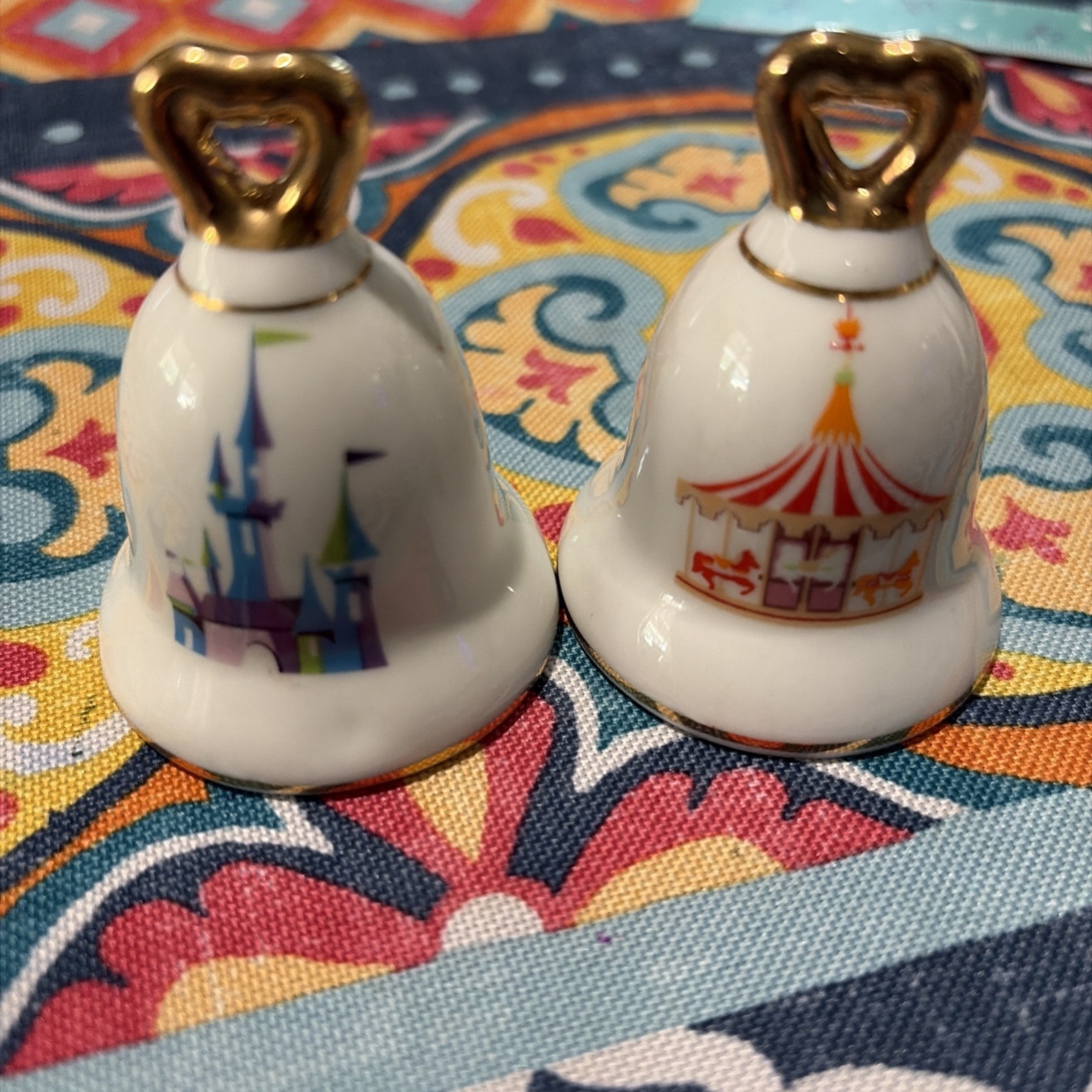 Vintage Walt Disney Disneyland Salt And Pepper Shakers merry go round  & Castle 