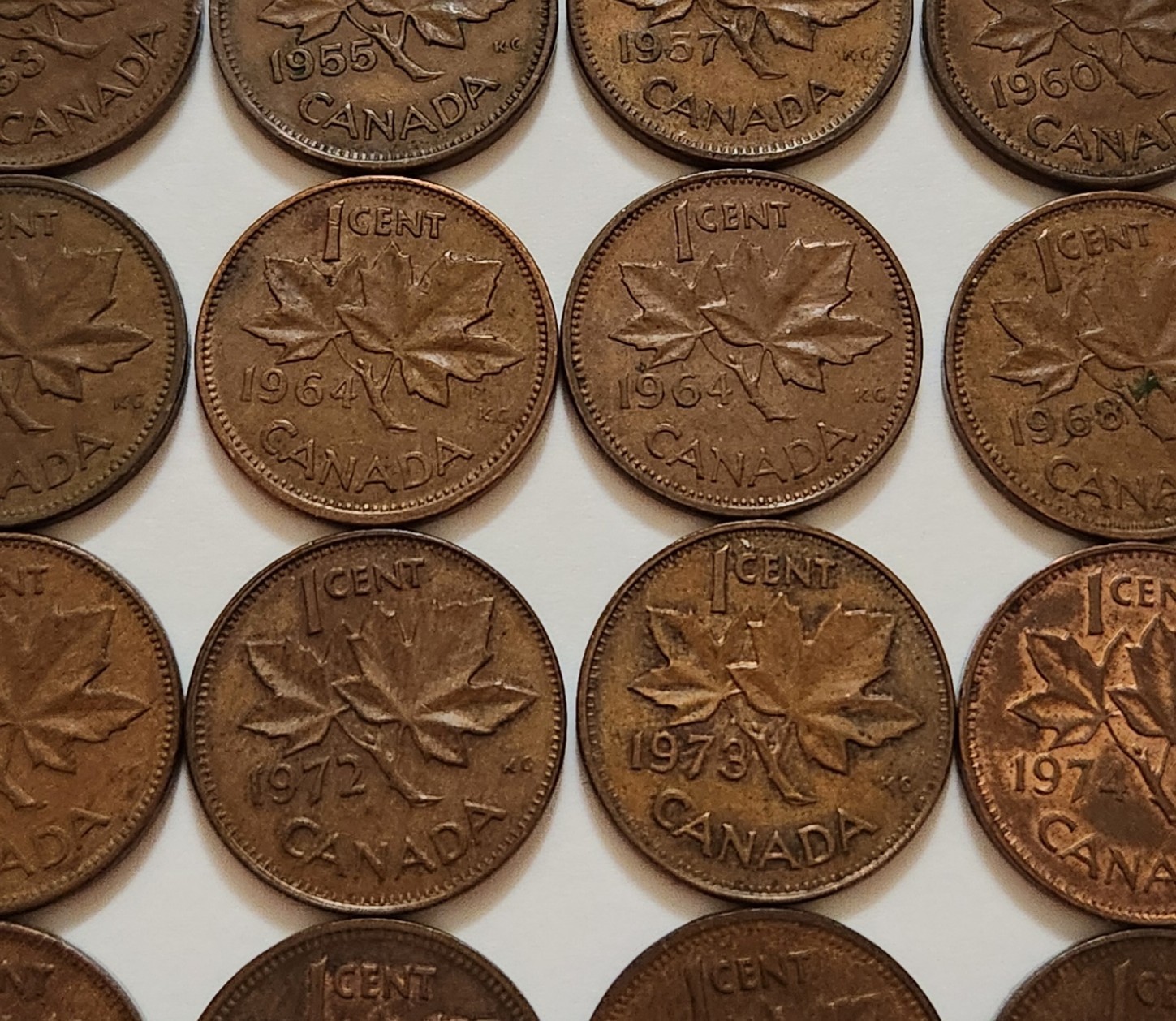 Canada Penny Lot (4 Coins) • 1950s–1970s • Maple Leaf Cents • Circulated • XX