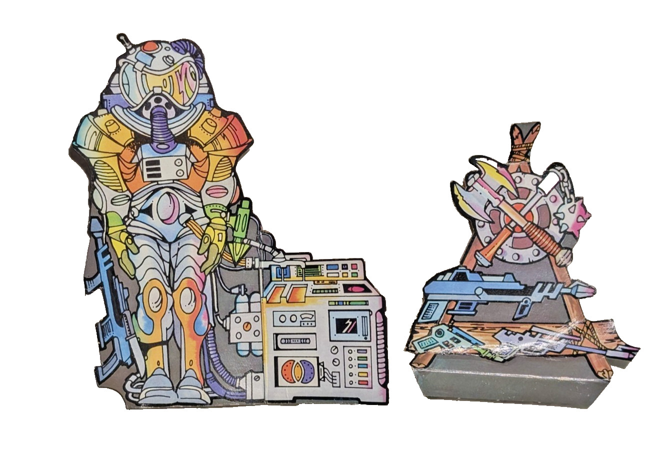Vintage 1982 MOTU Castle Grayskull Cardboard Cutout Parts Robot Weapons Rack