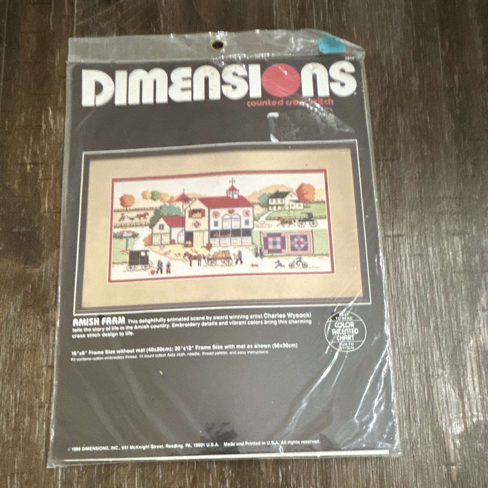 Vintage 1986 Dimensions 3615 Amish Farm Charles Wysocki Cross Stitch Kit Sealed Vintage 1986 Dimensions 3615 Amish Farm Charles Wysocki Cross Stitch Kit Sealed