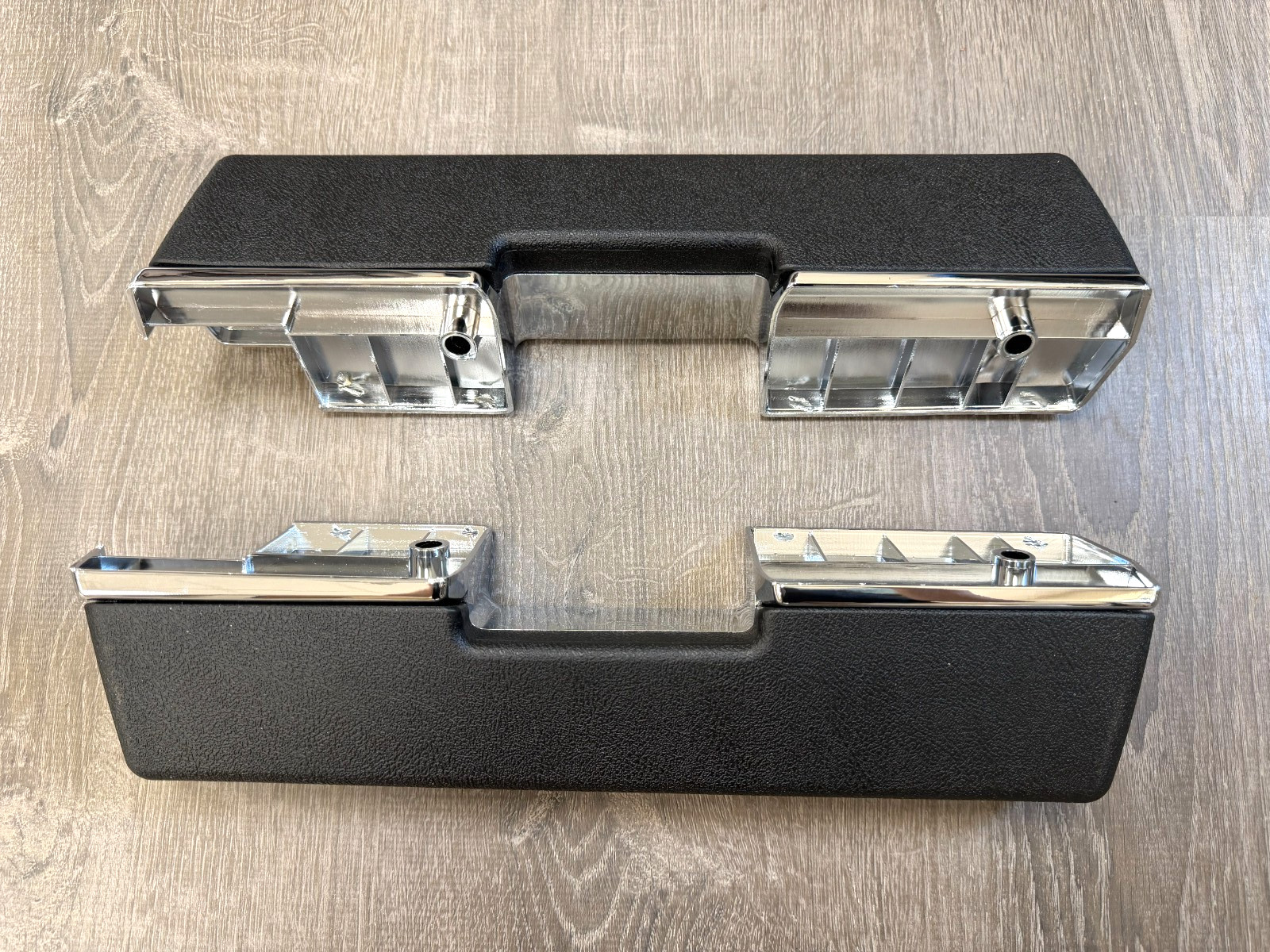 PAIR 1965-1967 Impala Caprice Front Door Arm Rest Pad Base Assembly Black Chrome