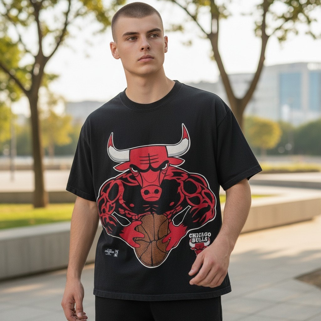 Vintage 90s Chicago Bulls Short Sleeve Crew Neck Graphic Tee T-Shirt Mens Large