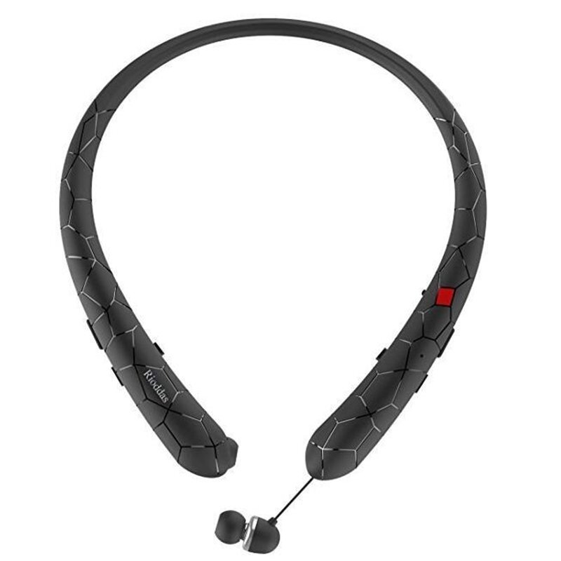 Sweatproof Neckband Headset Wireless Bluetooth Retractable Headphones Earbuds