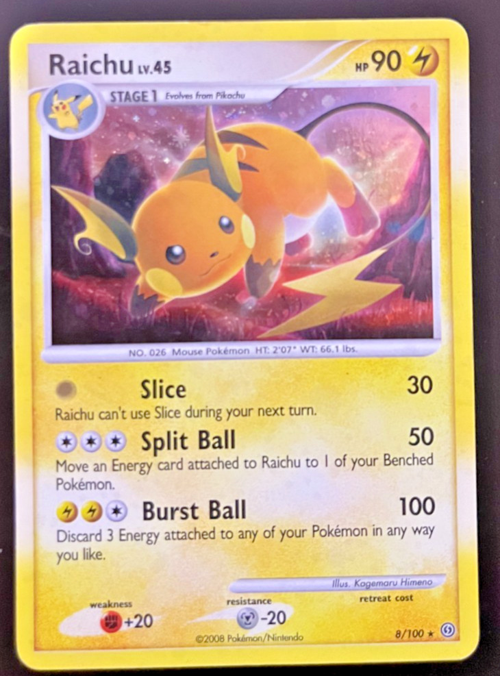 Pokemon Raichu 8/100 Stormfront HOLO Rare