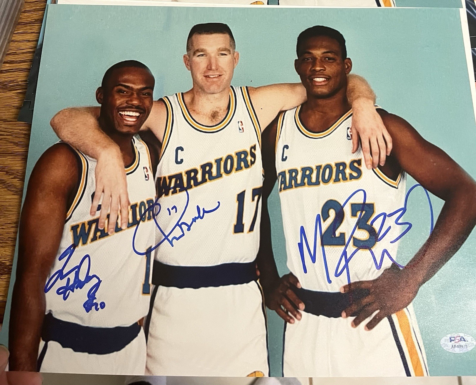 Autographed Chris Mullin Tim Hardaway Mitch Richmond 11x14 Photo Beckett Signed 