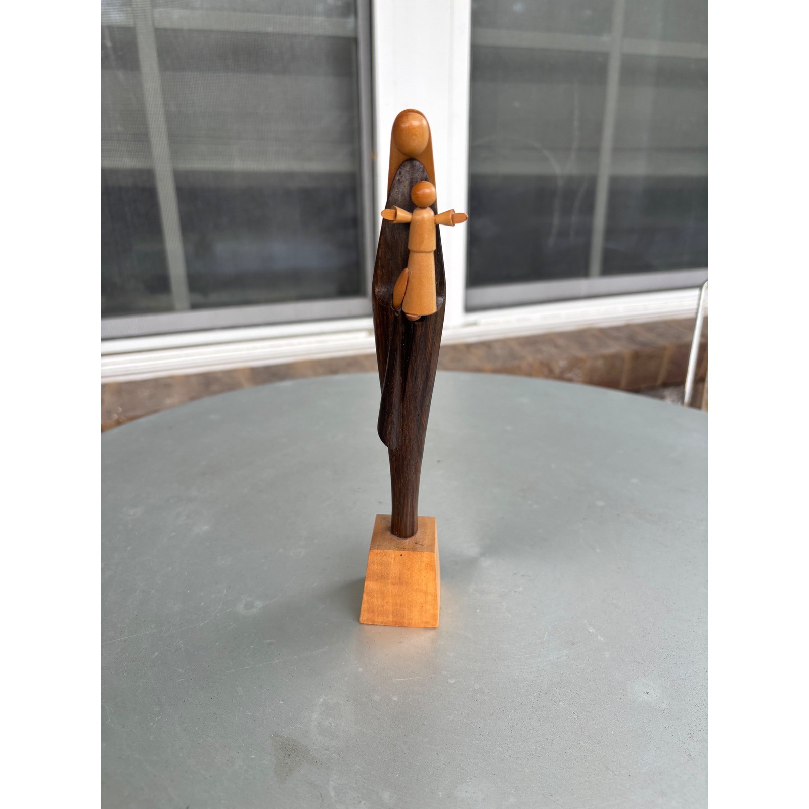 Vintage S. Sitarski Hand Carved Wood Mother and Child Sculpture Made in Poland