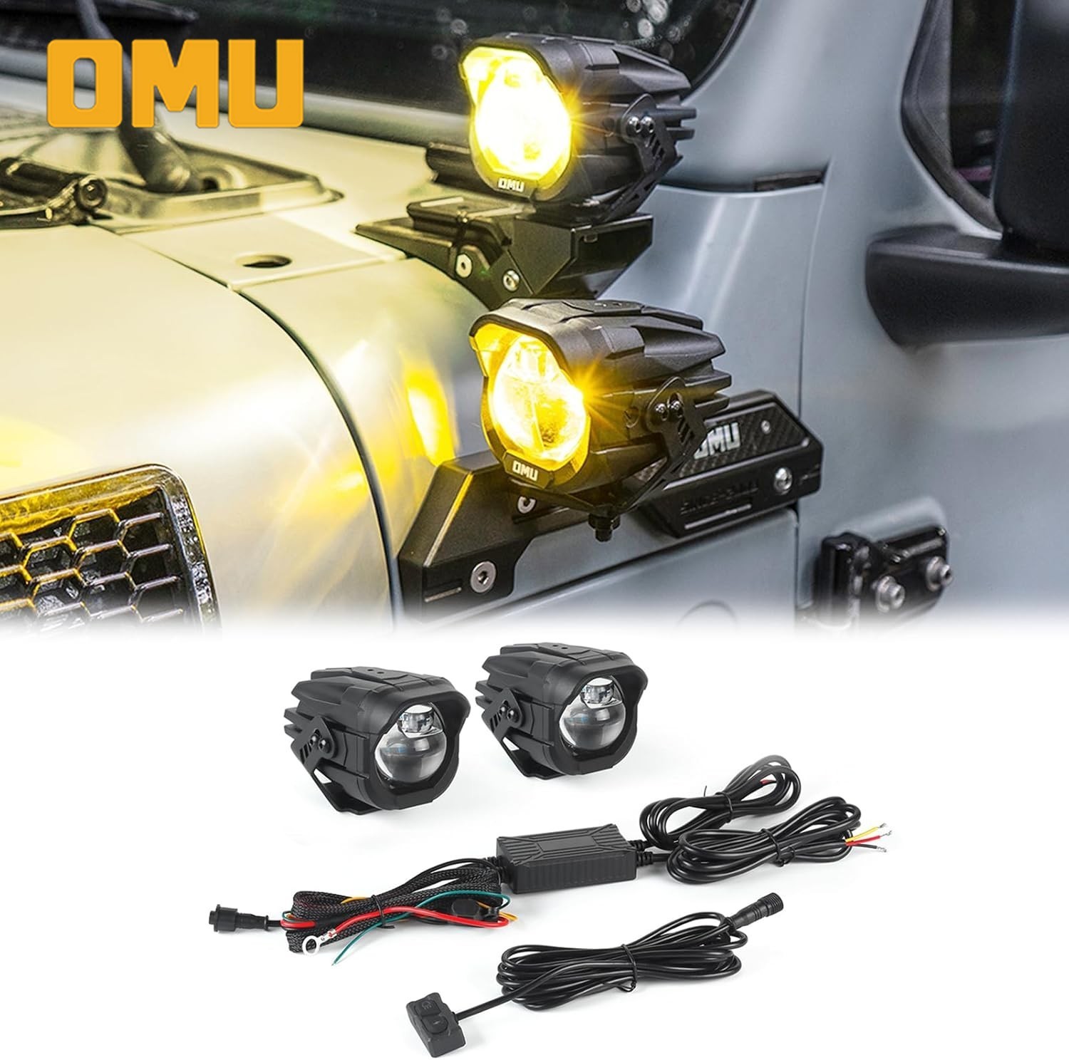 omu High Low Beam Switchable A-Pillar Spotlight For Trucks Jeep ATV Motorcycle