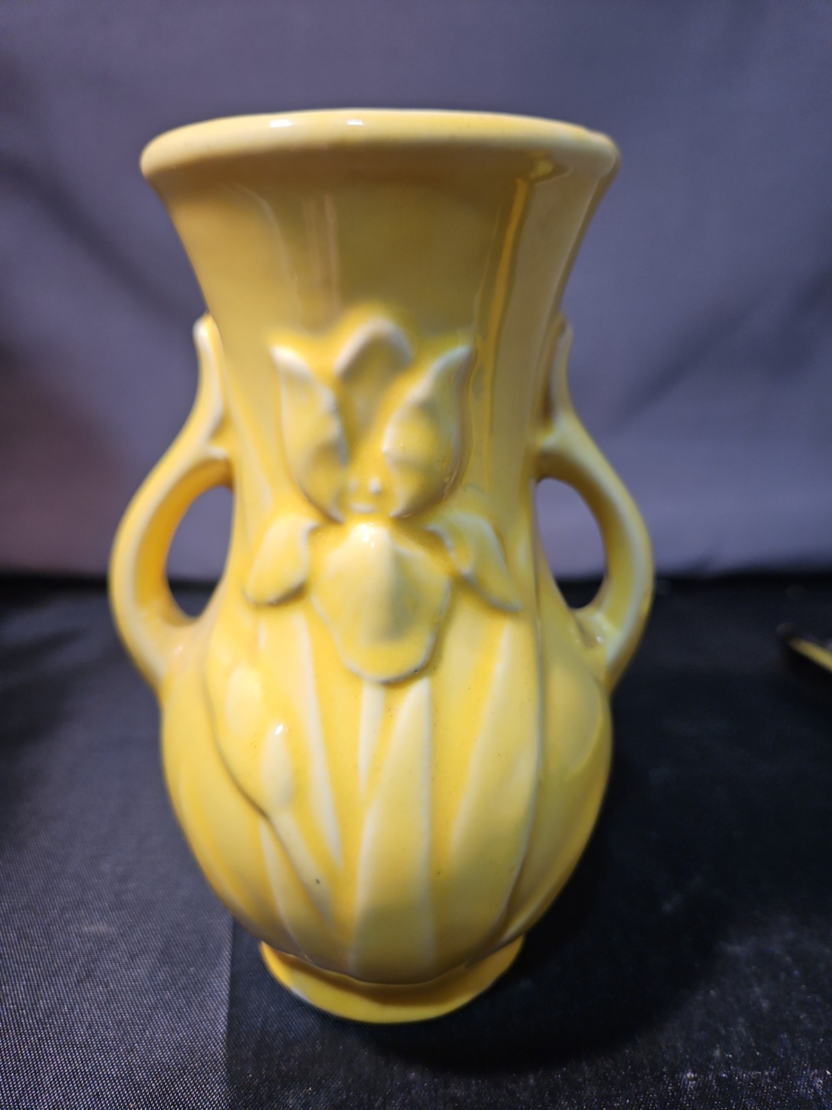 Vintage McCoy Pottery Yellow Floral Bud Vase 5.5” Double Handle Art Deco USA” Vintage McCoy Pottery Yellow Floral Bud Vase 5.5” Double Handle Art Deco USA”