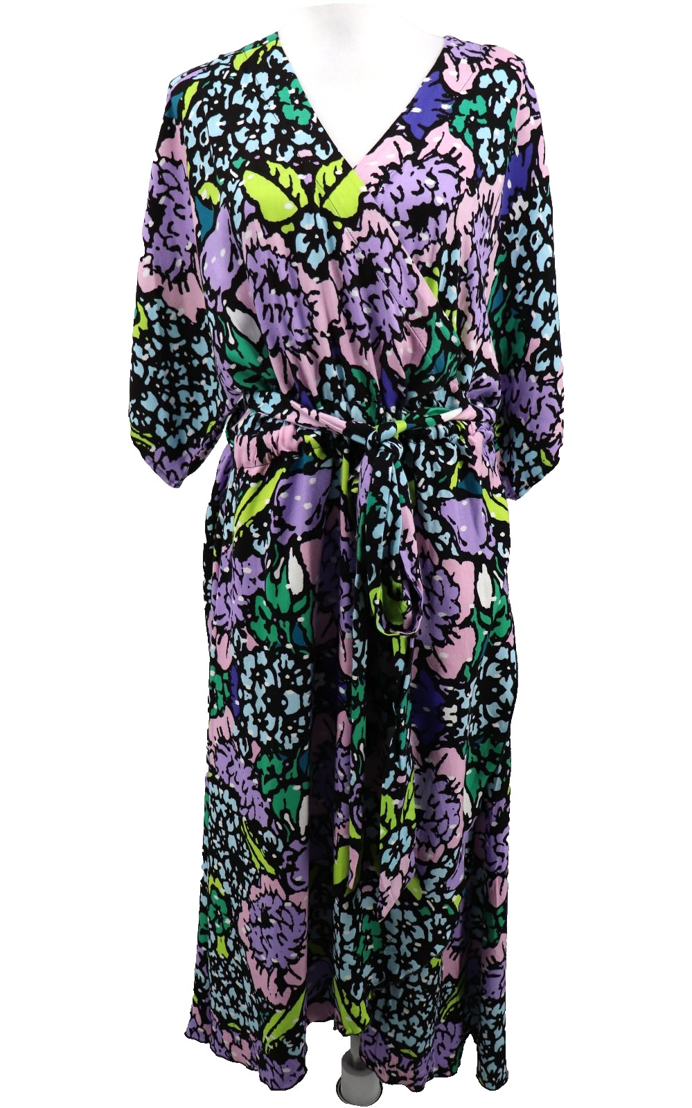 Melissa McCarthy Seven7 Midi Wrap Dress Womens Sz 1 X 14W 16W  Purple Floral New