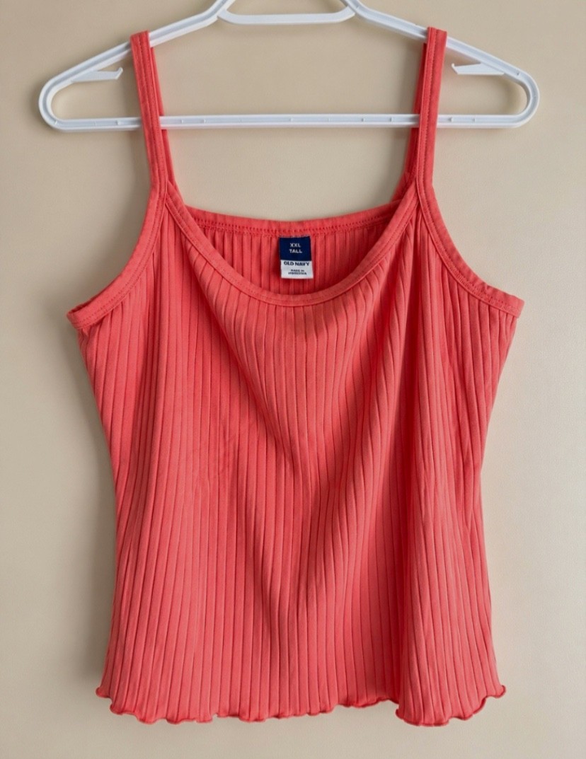 Old Navy Women\'s Pink Solid Ribbed Knit Tank Top Tall Square Neck Stretch Old Navy Women\'s Pink Solid Ribbed Knit Tank Top Tall Square Neck Stretch