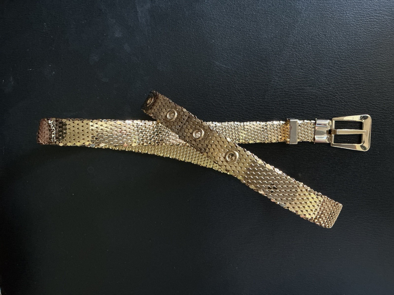 Vintage Whiting & Davis Gold Mesh Disco Slinky Belt