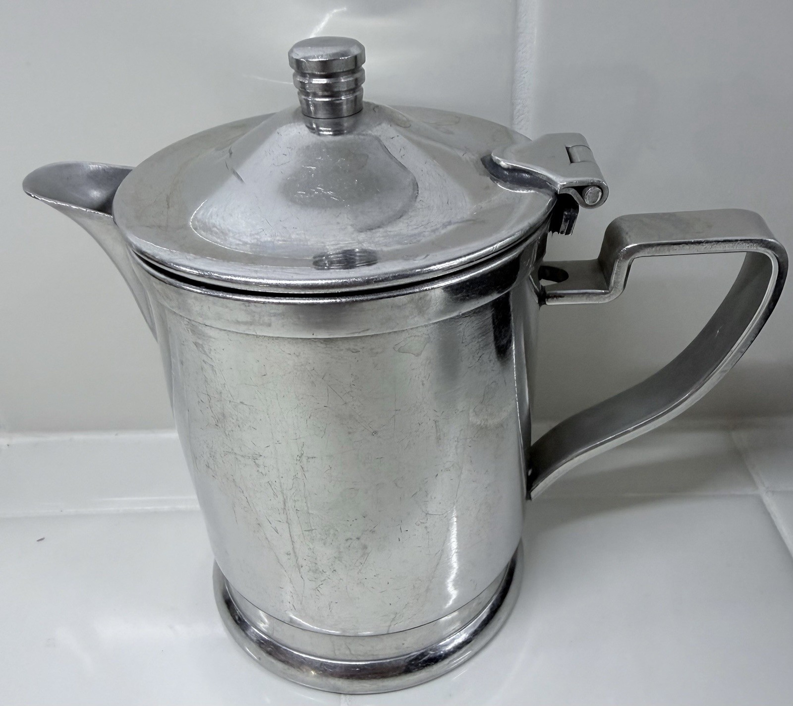 Vintage Grand Silver Co Wear-Brite Stainless Steel Creamer Pitcher w Hinged Lid