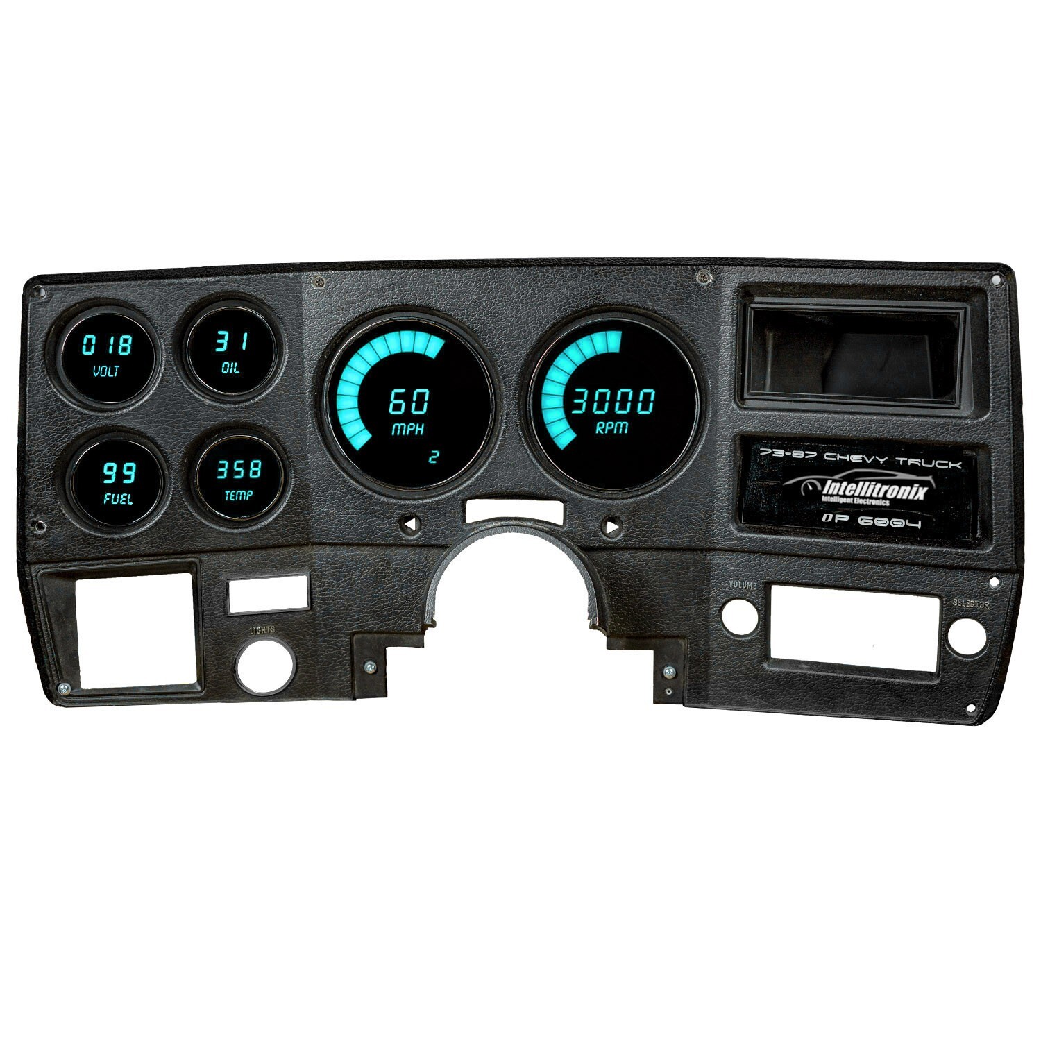 1973-1987 Chevy Truck Digital Dash TEAL LED's Intellitronix DP6004T Made In USA