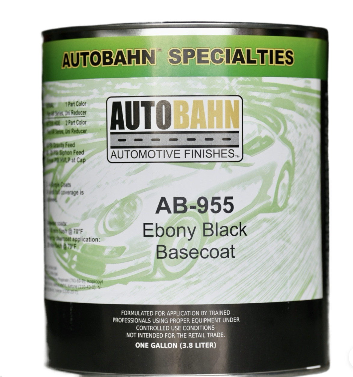 Autobahn AB-955 Ebony Black Basecoat Gallon Auto Paint GM WA 8555