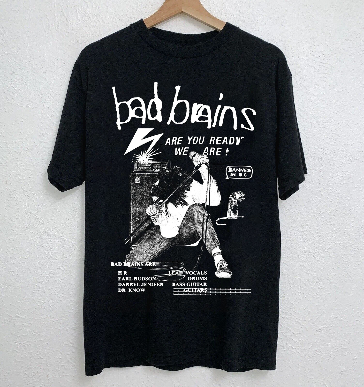 NEW Classic Bad Brains Band Short Sleeve Black All Size Shirt HE06
