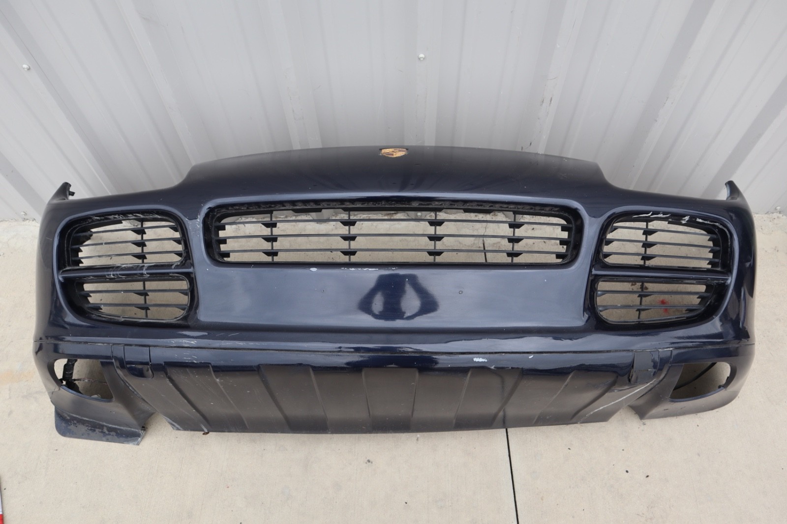 2003-2006 Porsche 955 Cayenne Front Bumper Cover Dark BLUE OEM Used 2003-2006 Porsche 955 Cayenne Front Bumper Cover Dark BLUE OEM Used