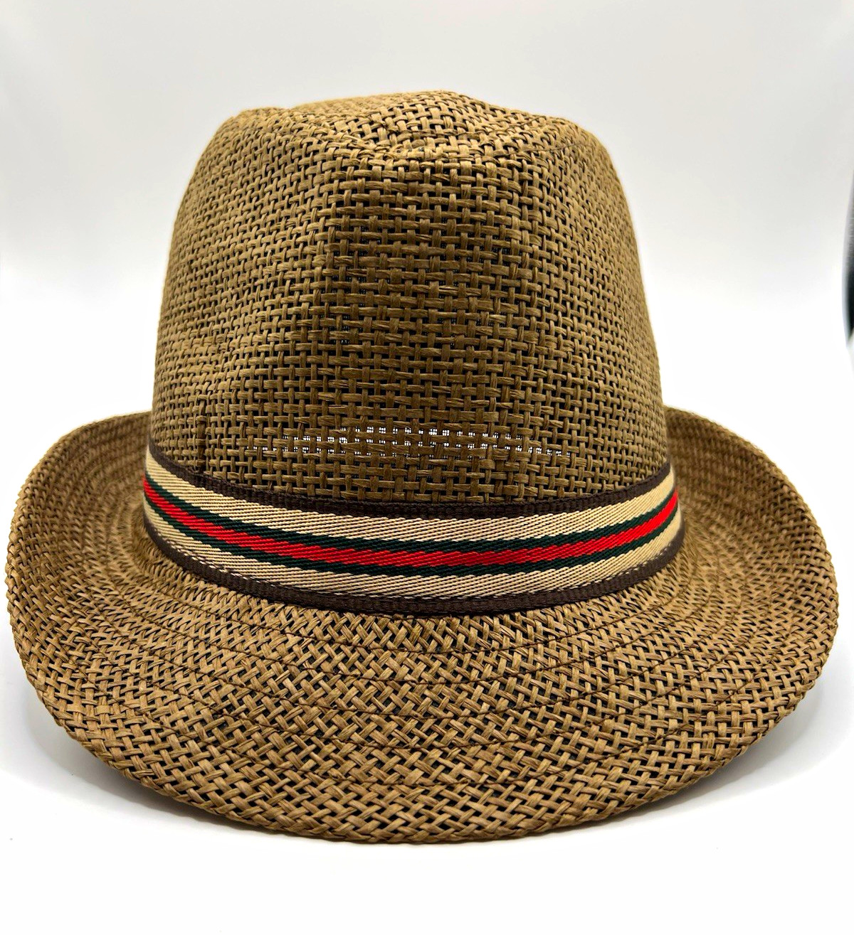 Lot of 4 Men’s Straw Fedora Hats Striped Band Lightweight Casual Spring/Summer