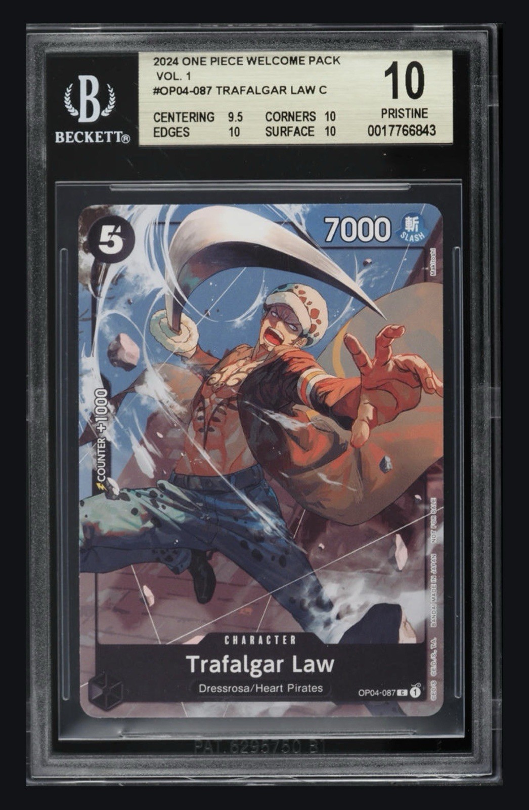 2024 One Piece Trafalgar Law OP04-087 Welcome Pack Vol.1 BGS 10 PRISTINE