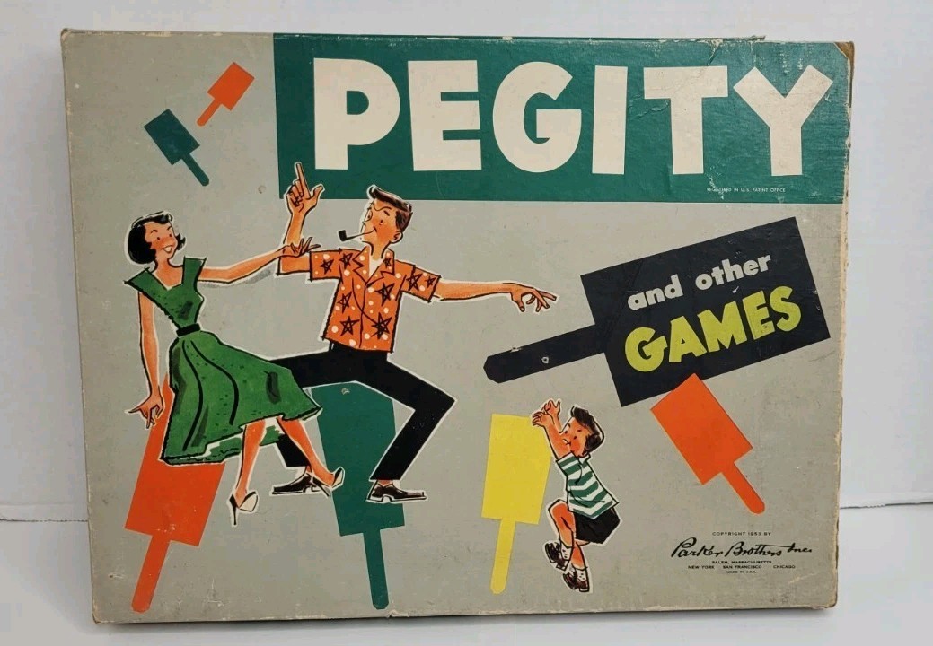 Vintage 1953 Parker Brothers Pegity And Other Games Board Game