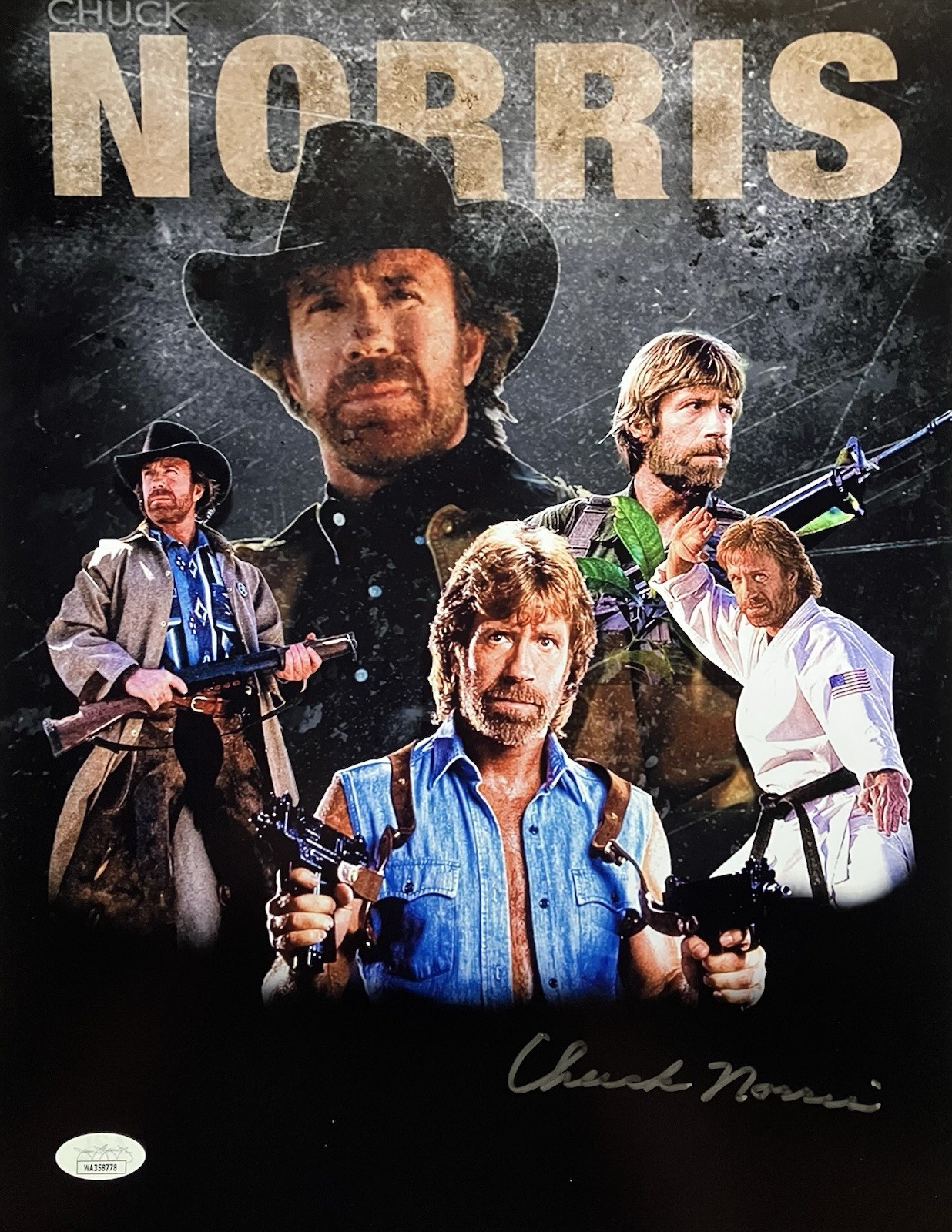 Chuck Norris Autographed Signed JSA 11x14 Classic Collage Chuck Norris Autographed Signed JSA 11x14 Classic Collage