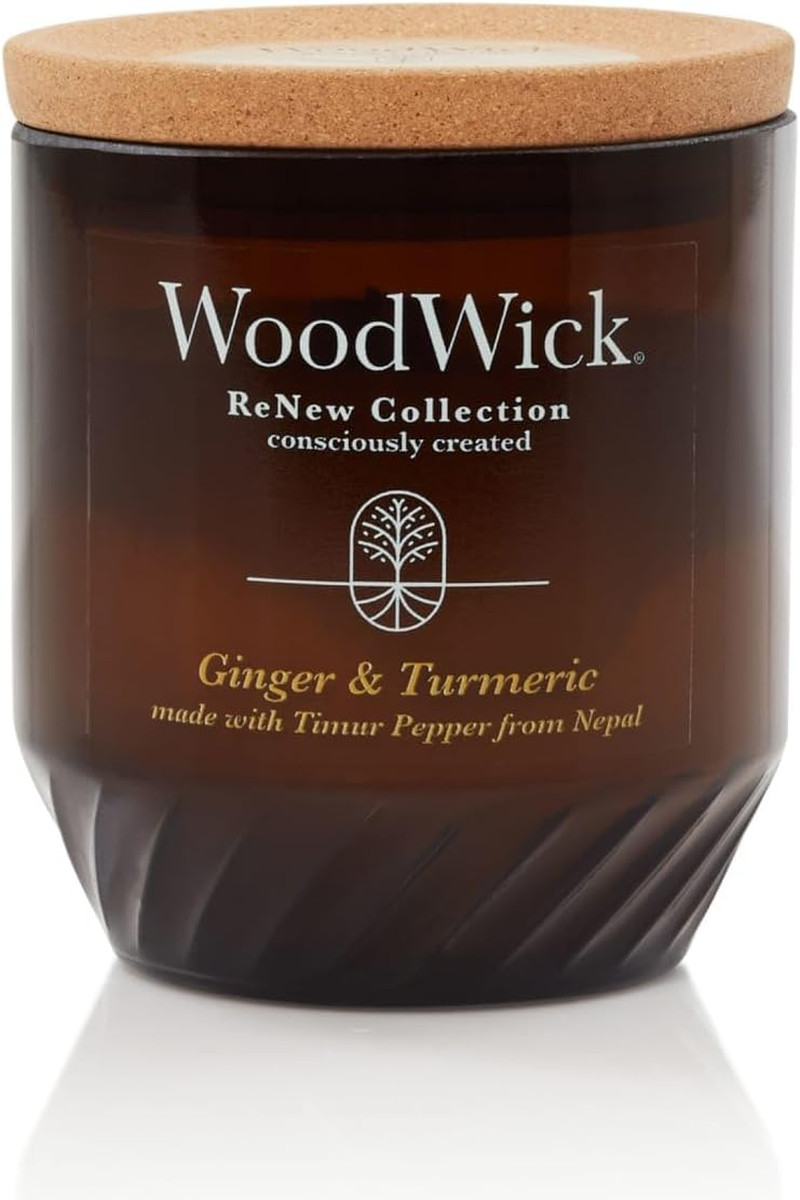 Woodwick Ginger & Turmeric Gifts for Women and Men, 6 Oz. Renew Medium Candle wi