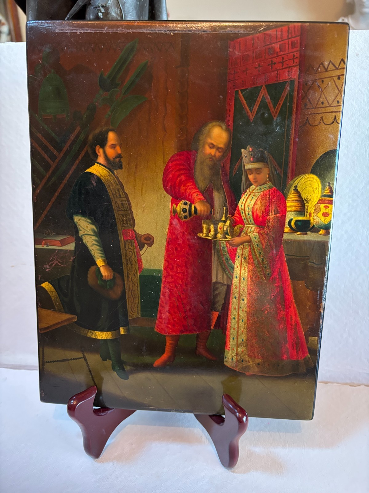Antique Russian Lacquer Painting 19 ct Antique Russian Lacquer Painting 19 ct