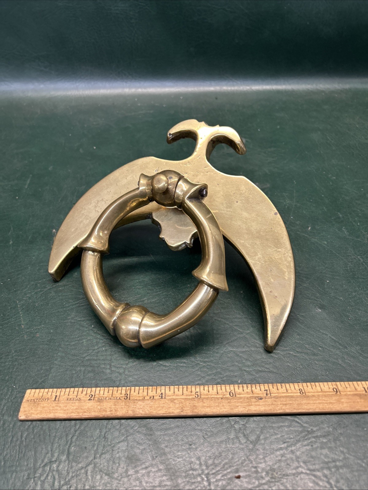 Rare Early Antique Cast Brass 6 LB Door Knocker ~Middle Eastern ? European ?