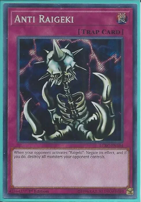 Yugioh - Anti Raigeki - Holographic Secret Rare - 1st Edition Card Yugioh - Anti Raigeki - Holographic Secret Rare - 1st Edition Card