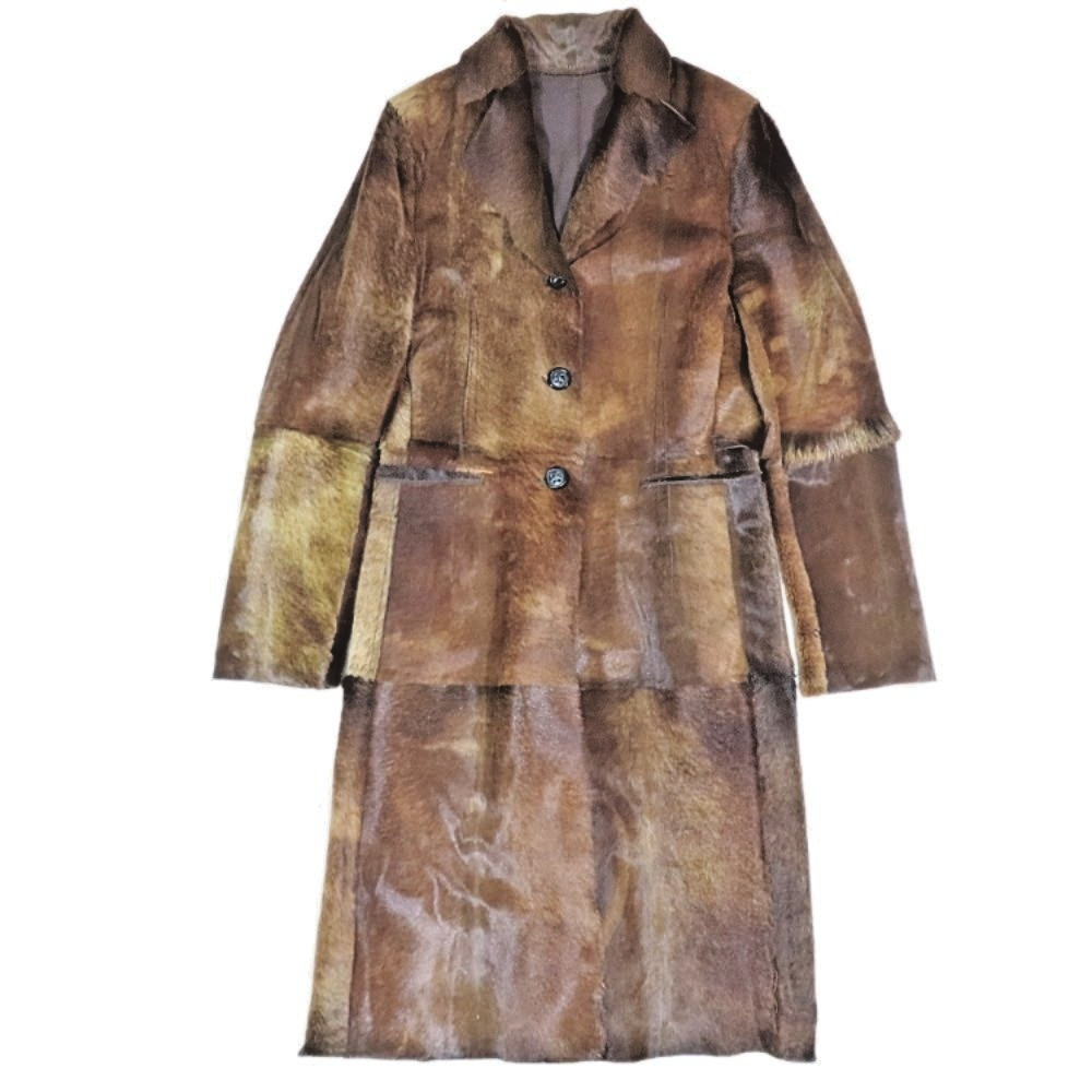Archive 90\'s Runway Sylvie Schimmel Minimlalist Goat Hair Patchwork Coat